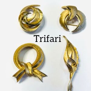 Trifari Gold Tone Four-Piece Brooch Collection